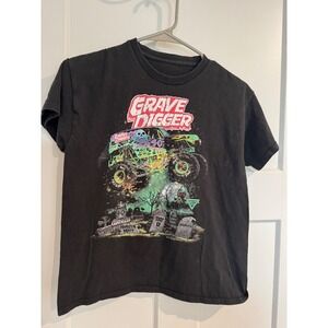 Monster Jam Grave Digger 40th Anniversary Boys Black Graphic T-Shirt Kids